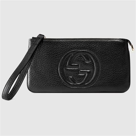 gucci soho wristlet black|gucci clutch bag.